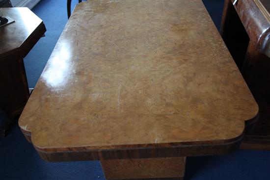 An Art Deco walnut dining table, W.4ft 8.5in.